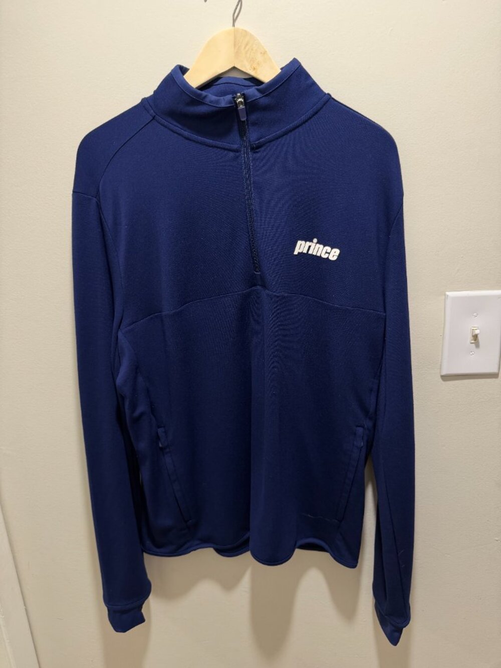 Prince Men's Navy Blue 1/4 Zip Tennis Pullover Long Sleeve Athletic Top